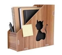ITODA Porte-revue en Bois Porte-Magazine Dossier Journal A4 avec Motif Chat Rangement Bureau Support Document Livres Grande Capacité Organiseur de Bureau Maison Scolaire