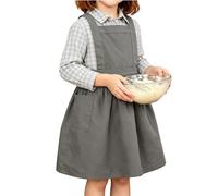 ITODA Unisexe Tablier d'enfant en Coton Tabliers de Cuisine avec des Poches Sans Manches Blouse Fille Garçon Doux Confortable Convient pour Peinture Cuisson École Manuelle Barbecue Poterie Cadeau