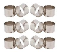 ITOS365 Lot de 12 ronds de serviette ronds en argent martelé faits à la main pour les fêtes de table à manger tous les jours