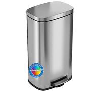 iTouchless SoftStep Poubelle de cuisine à pédale rectangulaire en acier inoxydable de 30 litres avec filtre à odeurs et seau intérieur amovible pour la maison, le bureau, fermeture silencieuse et