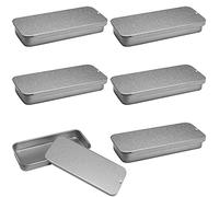 ITROLLE Lot de 6 boîtes en métal avec couvercle coulissant - 34 x 80 x 10 mm - Mini conteneurs rectangulaires portables - Pour baumes à lèvres, parfums solides - Argent arénacé