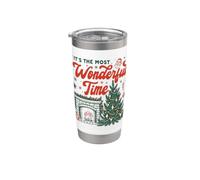 It's The Most Wonderful Time Vintage Cozy Christmas Gobelet isotherme en acier inoxydable double paroi