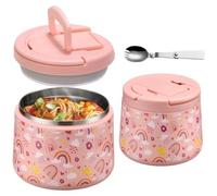 Itslife Boîte Alimentaire Isotherme, 420ml Thermos Alimentaire Chaud en Acier Inoxydable Enfant, Boite Isotherme Repas Chaud avec Cuillère, Lunch Box pour Picnic, Ecole et Bureau, Arc-en-ciel