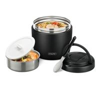 Itslife Boîte Alimentaire Isotherme, 970ml Boite Isotherme Repas Chaud, Lunch Box Isotherme avec Cuillère, Thermos Alimentaire Chaud en Acier Inoxydable, Thermos Isotherme pour Ecole Bureau, Noir