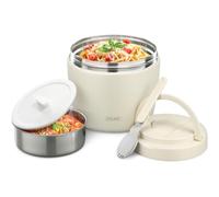 Itslife Boîte Alimentaire Isotherme, 970ml Boite Isotherme Repas Chaud, Lunch Box Isotherme avec Cuillère, Thermos Alimentaire Chaud en Acier Inoxydable, Thermos Isotherme pour Ecole Bureau, Beige