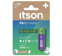ITSON, AA piles rechargeables, lot de 4, capacité Min. 2000 mAh, pré-chargées, emballage à 95% de matériaux recyclés, made in Japan, idéales pour télécommandes, torches, horloges