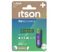 ITSON, AAA piles rechargeables, lot de 4, capacité Min. 800 mAh, pré-chargées, emballage à 95% de matériaux recyclés, made in Japan, idéales pour télécommandes, torches, horloges