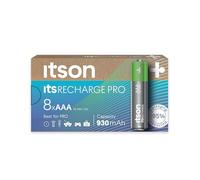 ITSON, AAA piles rechargeables, PRO, lot de 8, puissantes piles rechargeables, capacité Min. 930 mAh, pré-chargées, emballage à 95% de matériaux recyclés, made in Japan