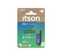 ITSON, AAA piles rechargeables, lot de 4, capacité Min. 800 mAh, pré-chargées, emballage à 95% de matériaux recyclés, made in Japan, idéales pour télécommandes, torches, horloges