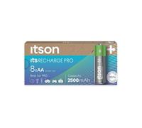 ITSON, AA piles rechargeables, PRO, lot de 8, puissantes piles rechargeables, capacité Min. 2500 mAh, pré-chargées, emballage à 95% de matériaux recyclés, made in Japan