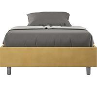 ITYHOME - Cadre de lit 1 place et demi avec sommier rembourré 120x200 microfibre ocre Azelia
