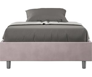 ITYHOME - Cadre de lit 1 place et demi coffre rembourré 120x190 microfibre lilas Azelia