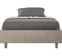 ITYHOME - Cadre de lit 1 place et demi coffre rembourré 120x200 microfibre sable Azelia