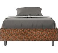 ITYHOME - Cadre de lit 1 place et demi coffre rembourré 120x210 tissu Era 4 orange Azelia