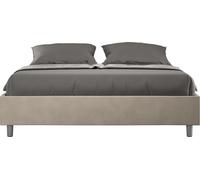 ITYHOME - Cadre de lit double avec sommier rembourré 140x190 microfibre sable Azelia