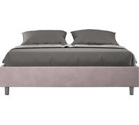 ITYHOME - Cadre de lit double coffre rembourré 140x200 microfibre lilas Azelia