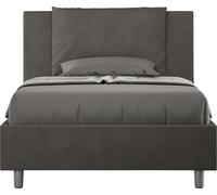 ITYHOME - Lit 1 place et demi avec sommier rembourré 120x190 microfibre gris Antea
