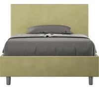 ITYHOME - Lit 1 place et demi coffre rembourré 120x190 microfibre vert Adele