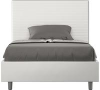 ITYHOME - Lit 1 place et demi coffre rembourré 120x190 similicuir blanc Focus