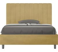 ITYHOME - Lit 1 place et demi coffre rembourré 120x200 microfibre ocre Agueda