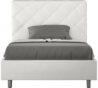 ITYHOME - Lit 1 place et demi coffre rembourré 120x200 similicuir blanc Priya