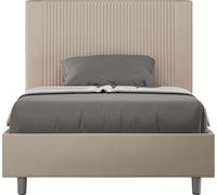 ITYHOME - Lit 1 place et demi coffre rembourré 120x200 similicuir taupe Goya