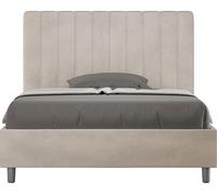 ITYHOME - Lit 1 place et demi coffre rembourré 120x210 microfibre sable Agueda