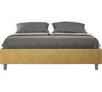 ITYHOME - Lit avec sommier rembourré 160x200 microfibre ocre Azelia