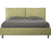 ITYHOME - Lit avec sommier rembourré 160x200 microfibre vert Antea