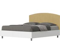 ITYHOME - Lit coffre 160x190 structure frêne blanc tête de lit microfibre ocre Antilia