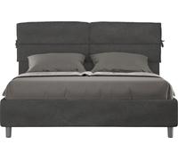 ITYHOME - Lit coffre rembourré 160x190 microfibre gris Nandy