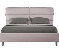 ITYHOME - Lit coffre rembourré 160x200 microfibre lilas Nandy