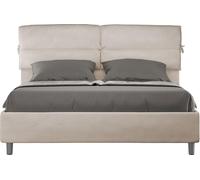 ITYHOME - Lit coffre rembourré 160x200 microfibre sable Nandy