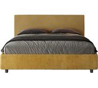 ITYHOME - Lit coffre rembourré 160x200 tissu Era 06 jaune Arla