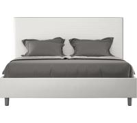 ITYHOME - Lit coffre rembourré 160x210 similicuir blanc Focus