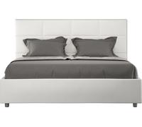 ITYHOME - Lit coffre rembourré 160x210 similicuir blanc Mika