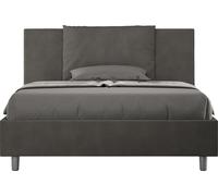 ITYHOME - Lit double avec sommier rembourré 140x190 microfibre gris Antea