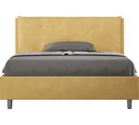 ITYHOME - Lit double avec sommier rembourré 140x190 microfibre ocre Appia Large