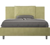 ITYHOME - Lit double avec sommier rembourré 140x190 microfibre vert Antea