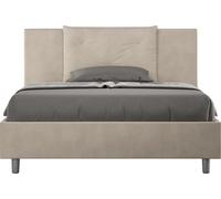 ITYHOME - Lit double avec sommier rembourré 140x200 microfibre sable Appia