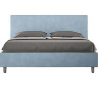 ITYHOME - Lit double coffre rembourré 140x190 microfibre bleu clair Adele