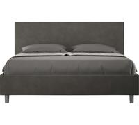 ITYHOME - Lit double coffre rembourré 140x190 microfibre gris Adele