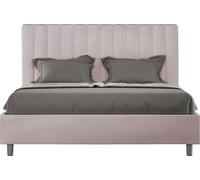 ITYHOME - Lit double coffre rembourré 140x190 microfibre lilas Agueda
