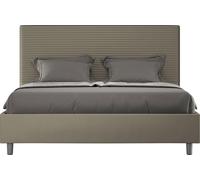 ITYHOME - Lit double coffre rembourré 140x200 similicuir cappuccino Focus