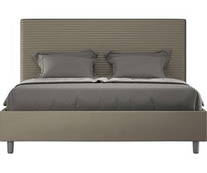 ITYHOME - Lit double coffre rembourré 140x200 similicuir cappuccino Focus