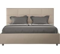 ITYHOME - Lit double coffre rembourré 140x200 similicuir taupe Mika