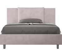 ITYHOME - Lit double coffre rembourré 140x210 microfibre lilas Appia