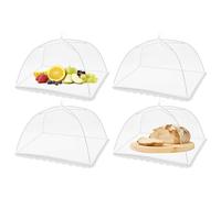 IUHRIE 4 Pièces Cloche Alimentaire Anti-Insectes Pliable,Housse de Protection en Maille pour Aliments,Fruits,Légumes et Gâteaux,pour Barbecue,Buffet,Pique-Nique et Camping