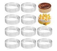 Iunipusy Lot de 10 anneaux à tartes ronds avec trous en acier inoxydable pour fruits, quiches, tartes, mousses, 7 cm