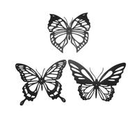 Iunipusy Lot de 3 décorations murales en métal - Motif papillon noir - Décoration rustique - Pour maison, bureau, chambre à coucher